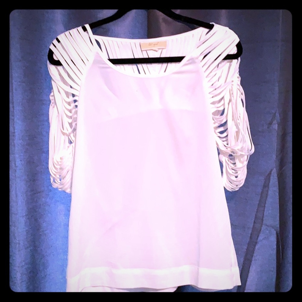 White Strappy Sleeved Blouse
